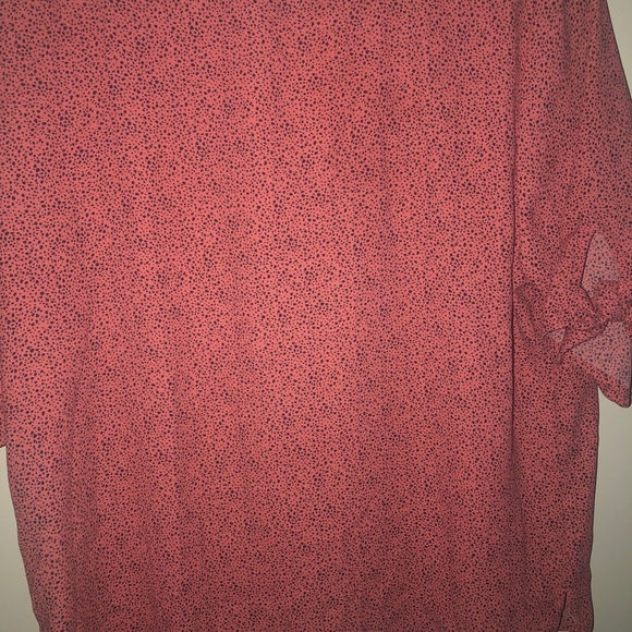 Pink button up shirt with black speckles. - Picture 4 of 4